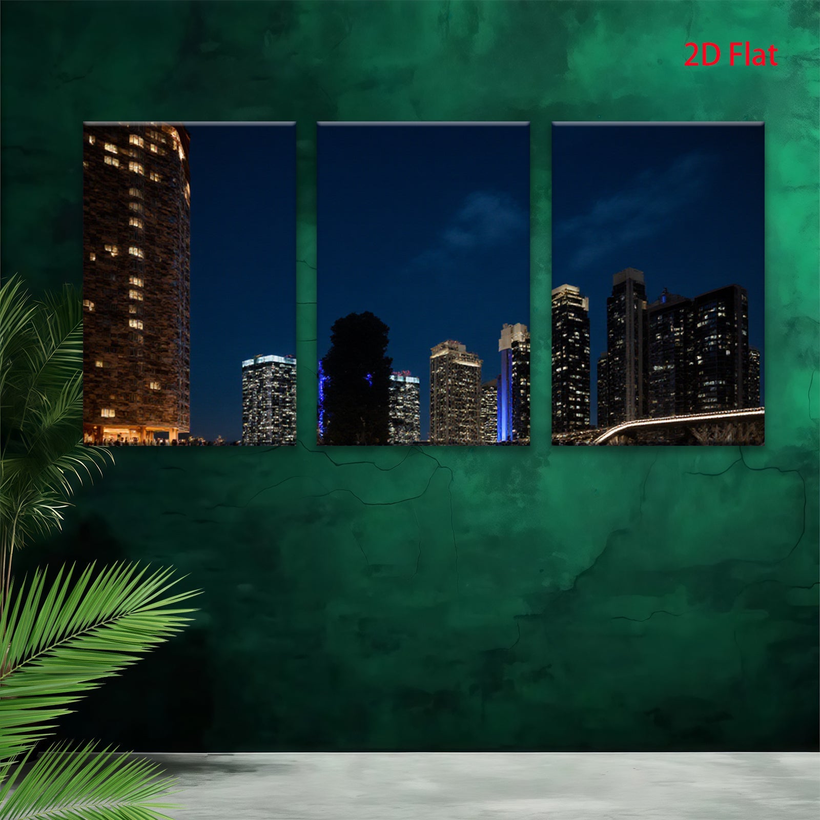 2D flat 1pc Cityscape Night View Modern Wall Art Living Room Bedroom Decor Home Office Canvas Prints Ready to Hang Farmhouse Style