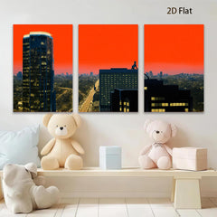 2D flat 1pc Cityscape Skyline Dusk View Modern Wall Art Living Room Bedroom Decor Gallery Wrapped Canvas Prints Ready To Hang Farmhouse Coastal Aesthetic