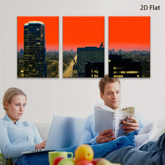 2D flat 1pc Cityscape Skyline Dusk View Modern Wall Art Living Room Bedroom Decor Gallery Wrapped Canvas Prints Ready To Hang Farmhouse Coastal Aesthetic