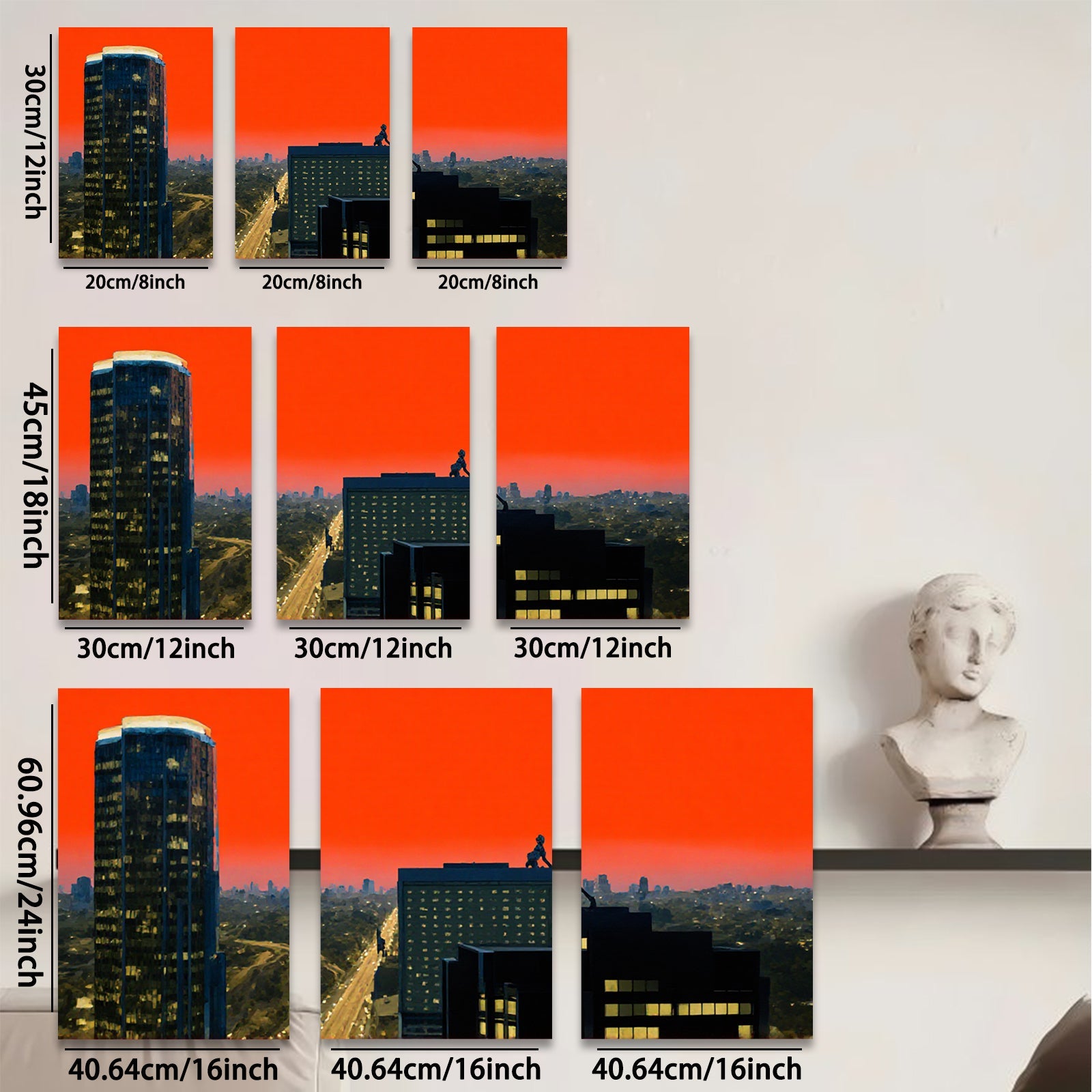 2D flat 1pc Cityscape Skyline Dusk View Modern Wall Art Living Room Bedroom Decor Gallery Wrapped Canvas Prints Ready To Hang Farmhouse Coastal Aesthetic