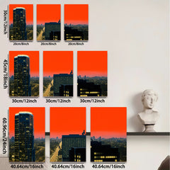2D flat 1pc Cityscape Skyline Dusk View Modern Wall Art Living Room Bedroom Decor Gallery Wrapped Canvas Prints Ready To Hang Farmhouse Coastal Aesthetic