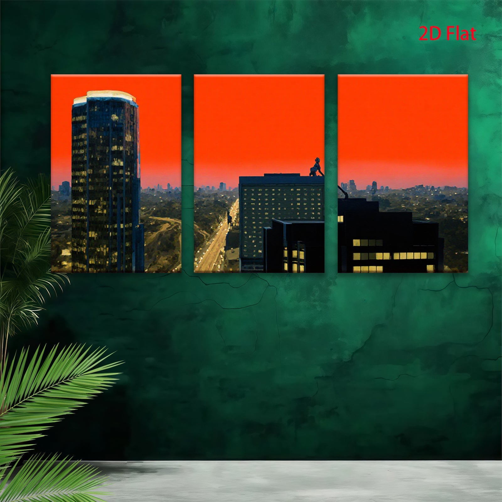 2D flat 1pc Cityscape Skyline Dusk View Modern Wall Art Living Room Bedroom Decor Gallery Wrapped Canvas Prints Ready To Hang Farmhouse Coastal Aesthetic