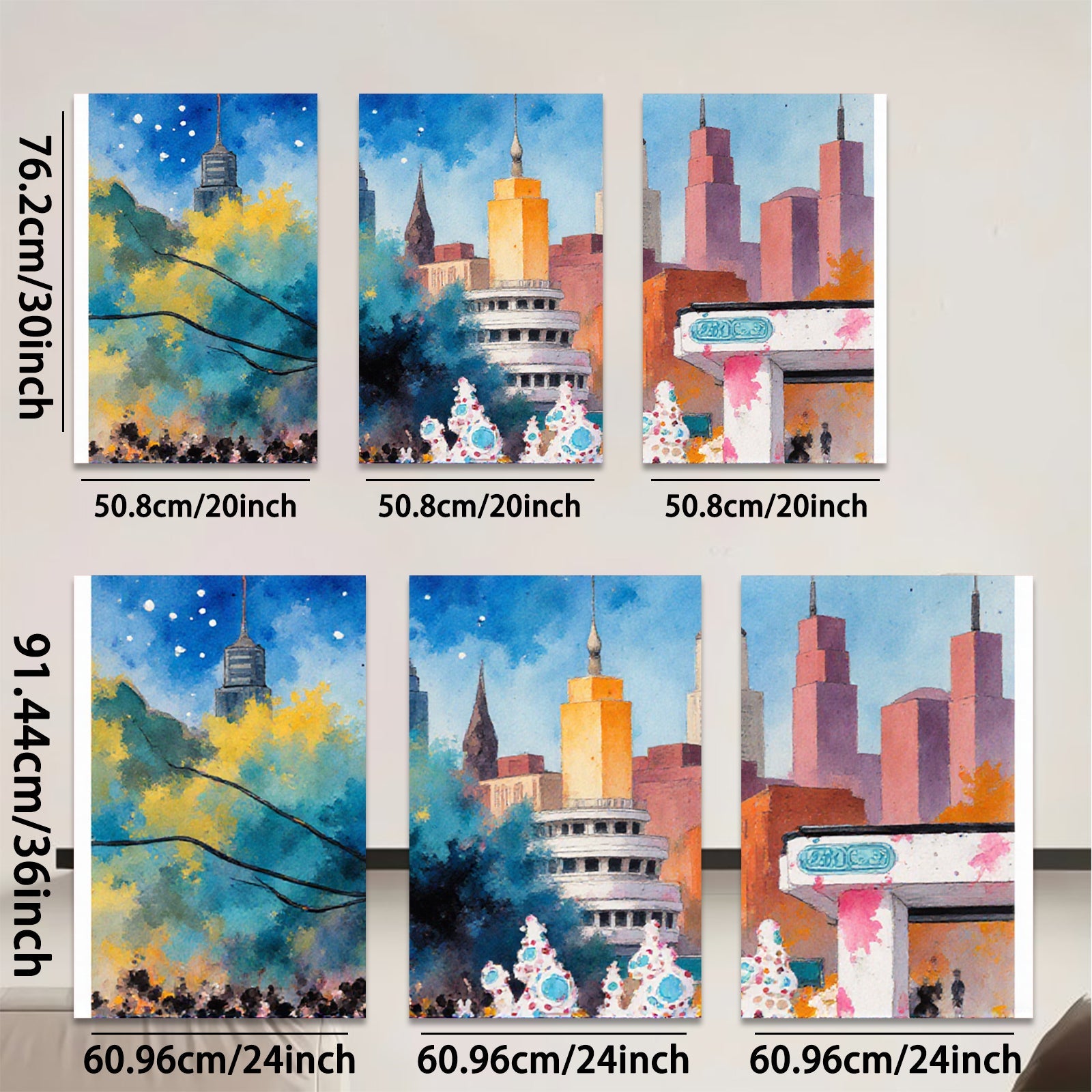 2D flat 1pc Cityscape Skyline Winter Holiday Vibrant Wall Art Modern Farmhouse Decor Living Room Bedroom Office Canvas Prints