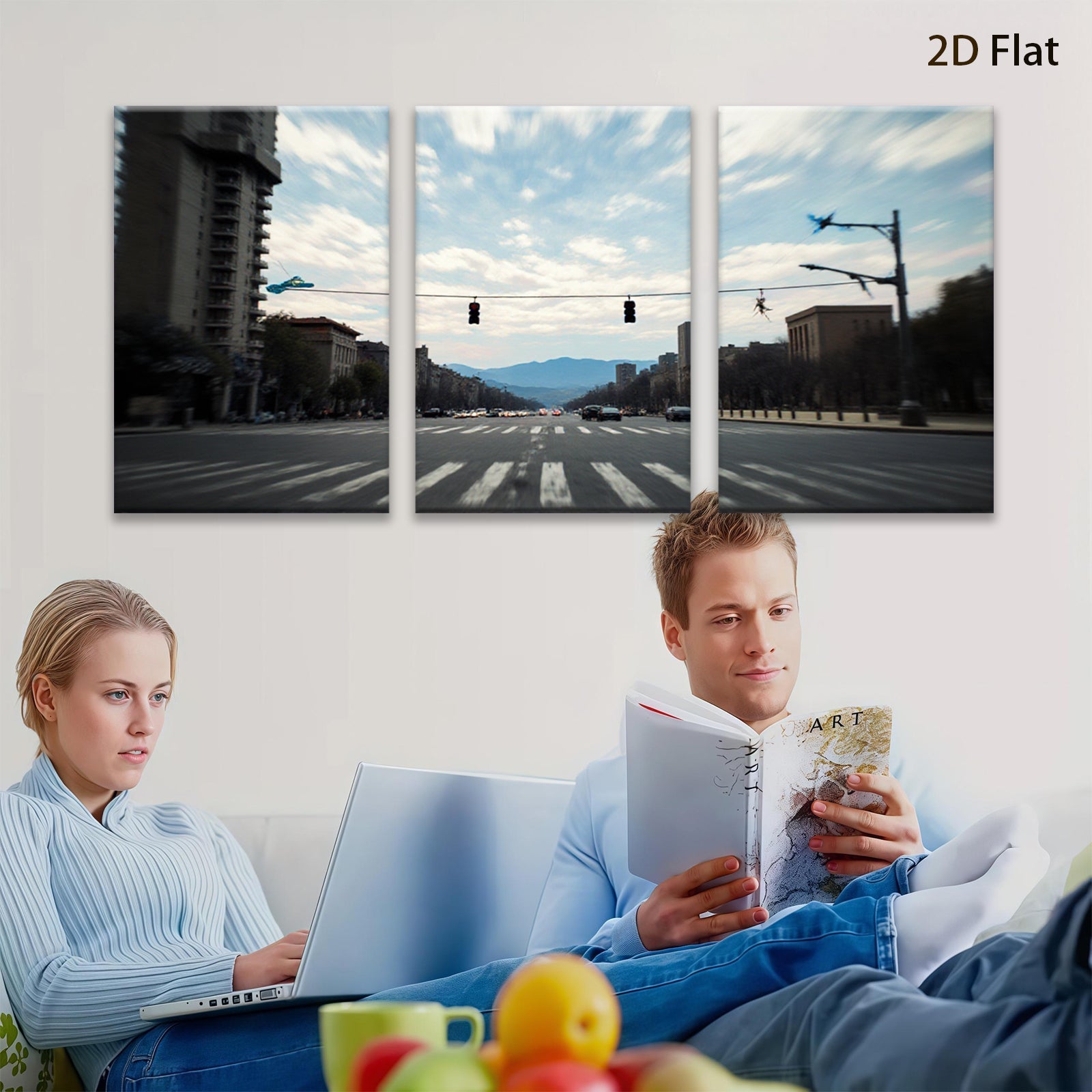 2D flat 1pc Cityscape Street View Modern Wall Art Living Room Bedroom Decor Gallery Wrapped Canvas Prints Ready to Hang Farmhouse Aesthetic Coastal Vibe