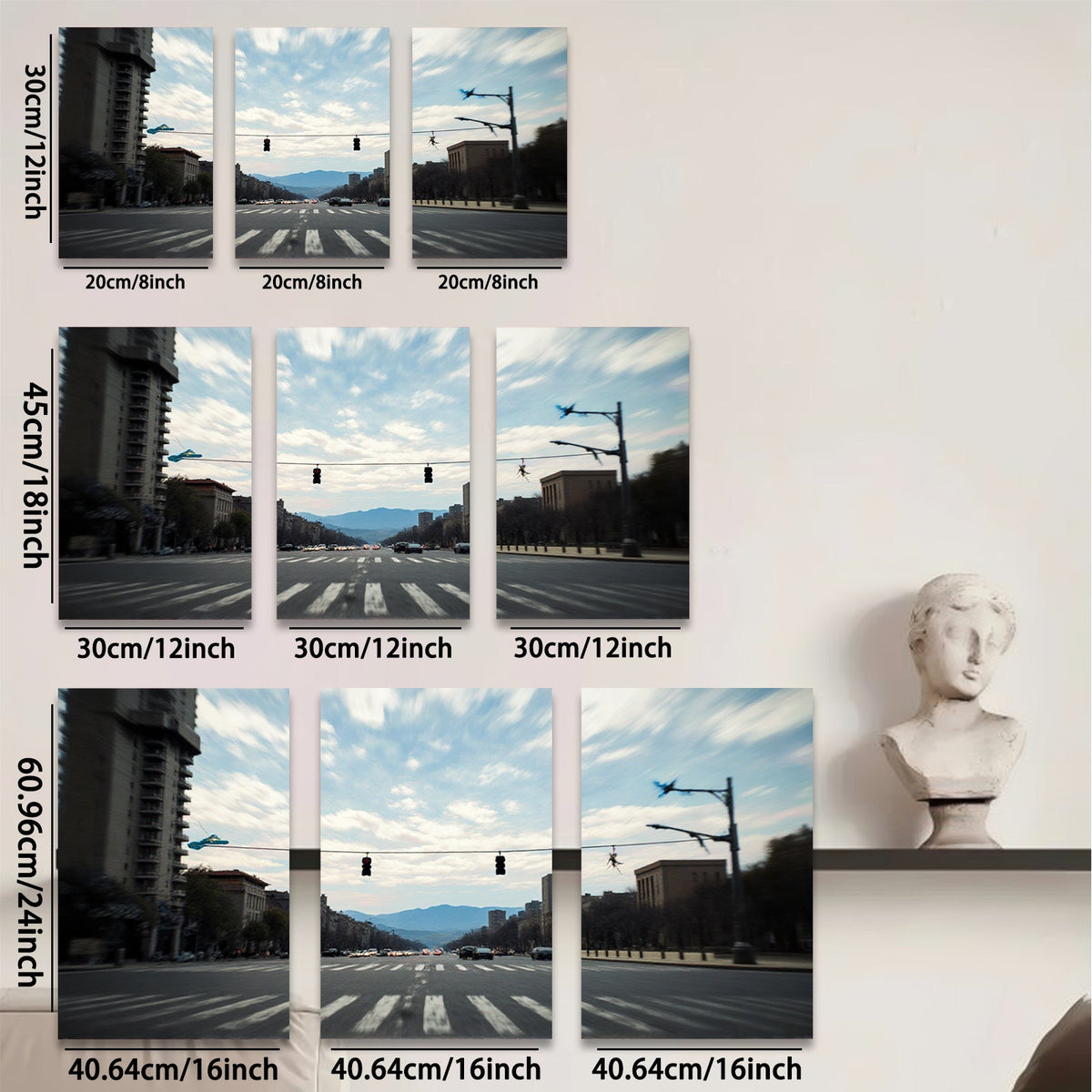 2D flat 1pc Cityscape Street View Modern Wall Art Living Room Bedroom Decor Gallery Wrapped Canvas Prints Ready to Hang Farmhouse Aesthetic Coastal Vibe