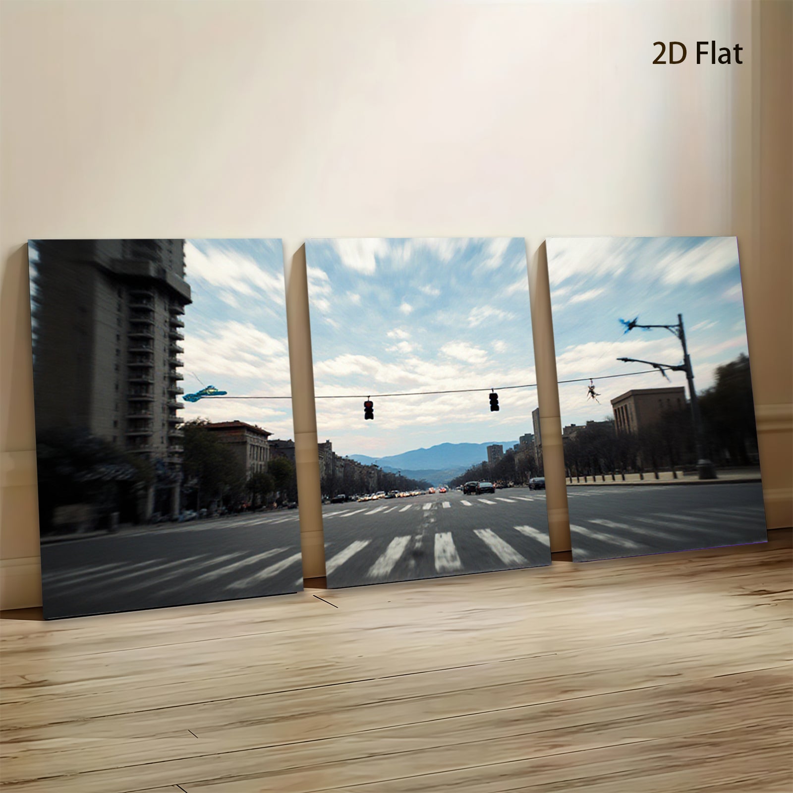 2D flat 1pc Cityscape Street View Modern Wall Art Living Room Bedroom Decor Gallery Wrapped Canvas Prints Ready to Hang Farmhouse Aesthetic Coastal Vibe