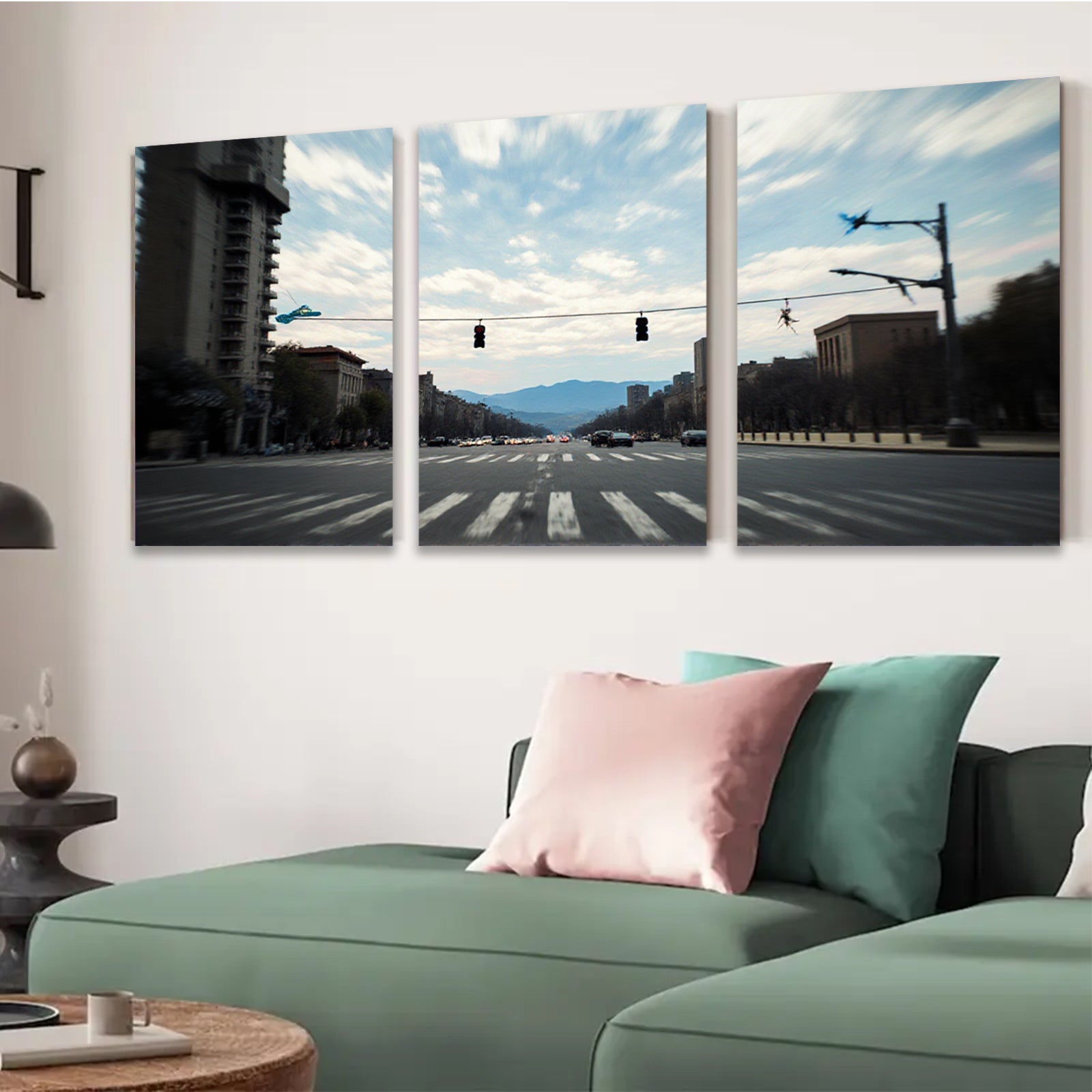 2D flat 1pc Cityscape Street View Modern Wall Art Living Room Bedroom Decor Gallery Wrapped Canvas Prints Ready to Hang Farmhouse Aesthetic Coastal Vibe
