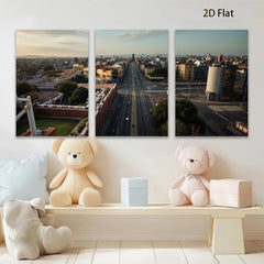 2D flat 1pc Cityscape View Downtown Streets Modern Wall Art Living Room Bedroom Decor Gallery Wrapped Canvas Prints Ready to Hang Farmhouse Style