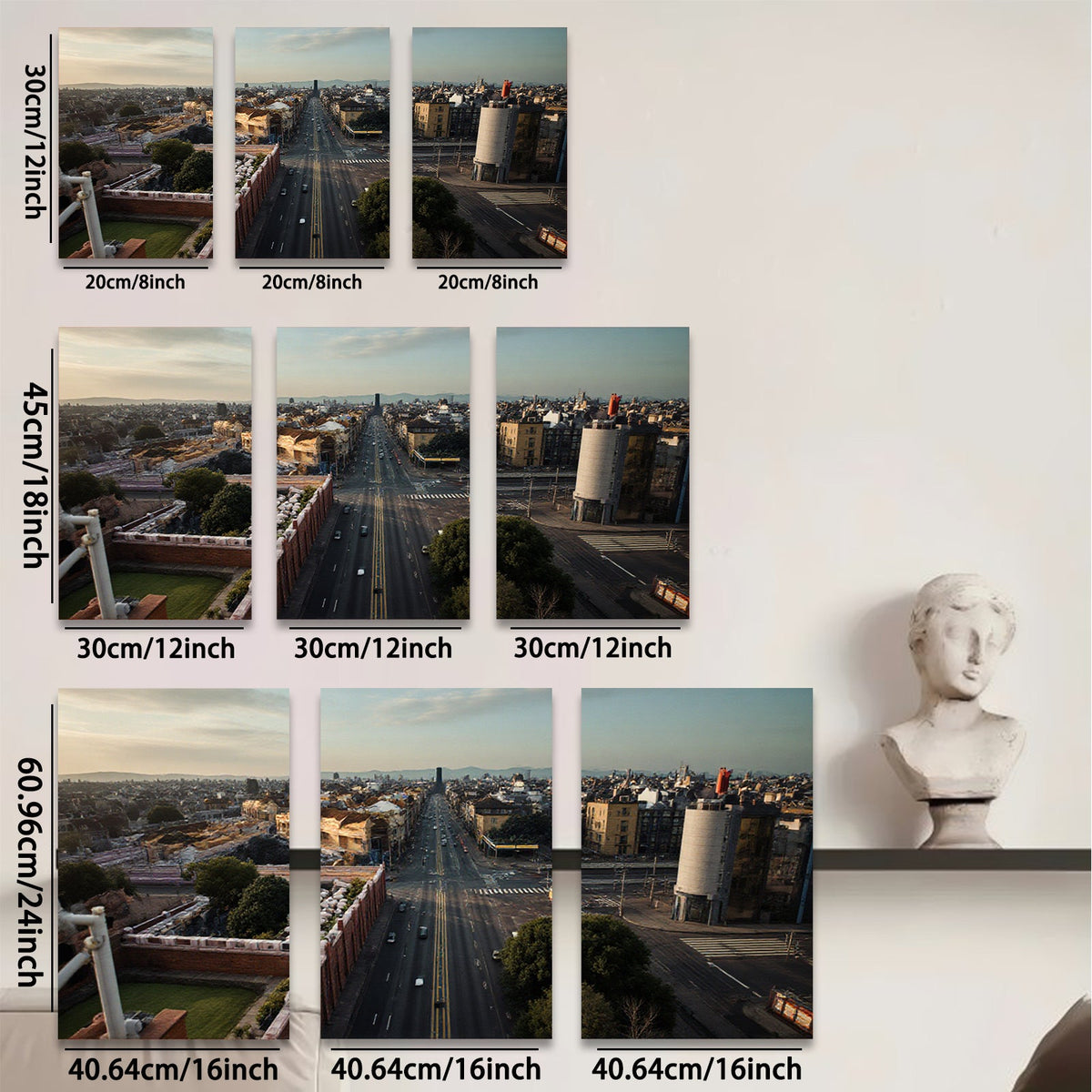 2D flat 1pc Cityscape View Downtown Streets Modern Wall Art Living Room Bedroom Decor Gallery Wrapped Canvas Prints Ready to Hang Farmhouse Style