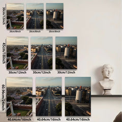 2D flat 1pc Cityscape View Downtown Streets Modern Wall Art Living Room Bedroom Decor Gallery Wrapped Canvas Prints Ready to Hang Farmhouse Style