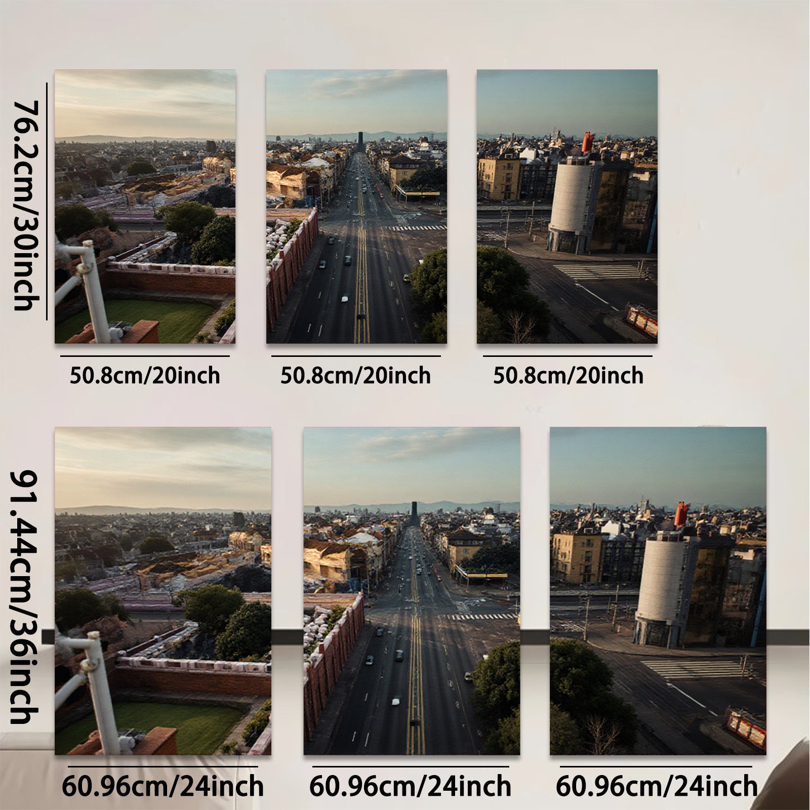 2D flat 1pc Cityscape View Downtown Streets Modern Wall Art Living Room Bedroom Decor Gallery Wrapped Canvas Prints Ready to Hang Farmhouse Style