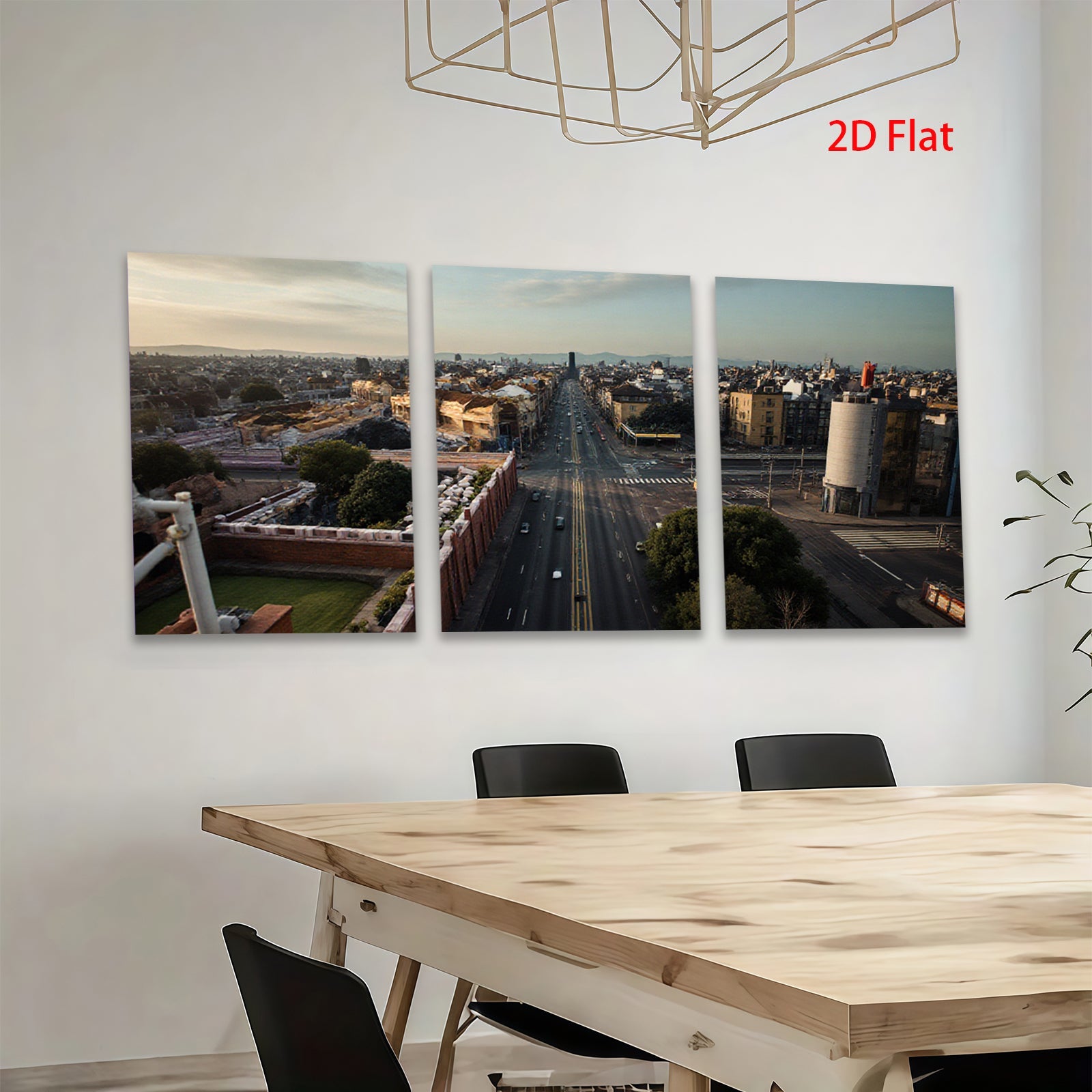 2D flat 1pc Cityscape View Downtown Streets Modern Wall Art Living Room Bedroom Decor Gallery Wrapped Canvas Prints Ready to Hang Farmhouse Style