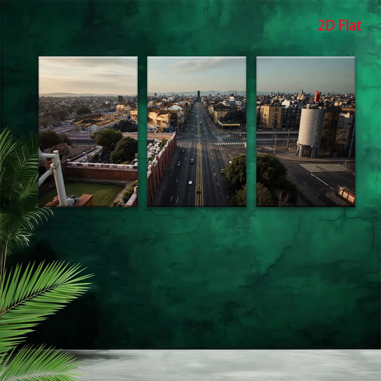 2D flat 1pc Cityscape View Downtown Streets Modern Wall Art Living Room Bedroom Decor Gallery Wrapped Canvas Prints Ready to Hang Farmhouse Style