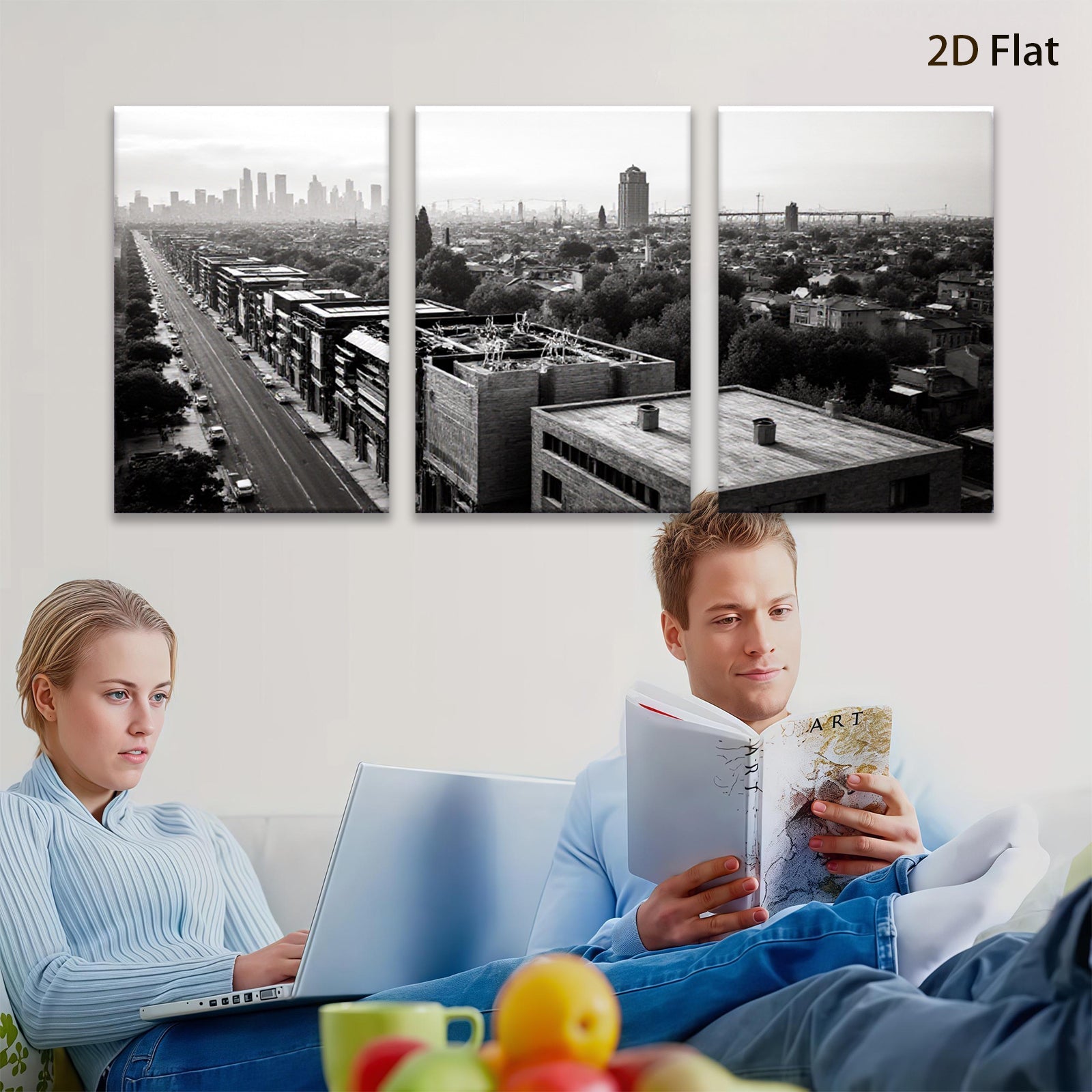 2D flat 1pc Cityscape View Modern Wall Art Living Room Bedroom Home Decor Farmhouse Style Canvas Prints Large Size Trending Now