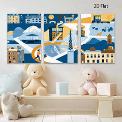 2D flat 1pc Cityscape Wanderer Abstract Modern Wall Art Living Room Bedroom Decor Farmhouse Style Canvas Prints Framed Ready To Hang Gallery Wrapped
