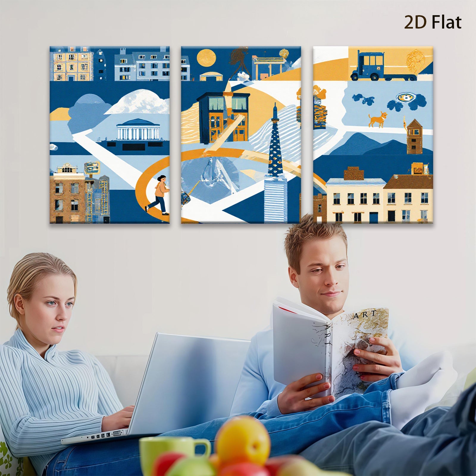 2D flat 1pc Cityscape Wanderer Abstract Modern Wall Art Living Room Bedroom Decor Farmhouse Style Canvas Prints Framed Ready To Hang Gallery Wrapped