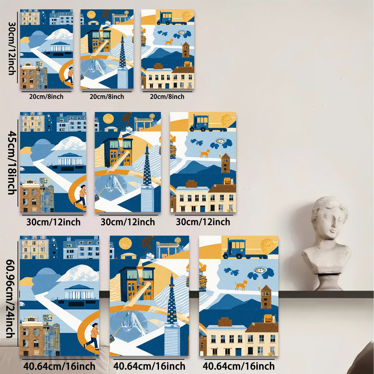 2D flat 1pc Cityscape Wanderer Abstract Modern Wall Art Living Room Bedroom Decor Farmhouse Style Canvas Prints Framed Ready To Hang Gallery Wrapped