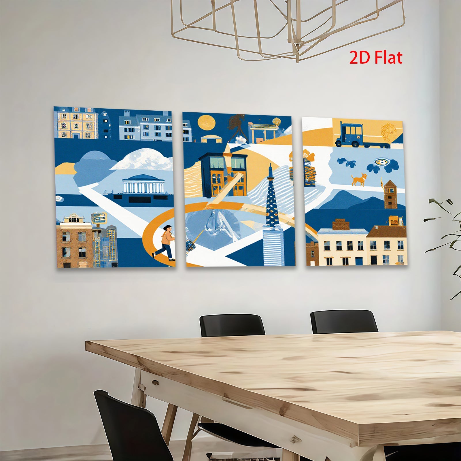 2D flat 1pc Cityscape Wanderer Abstract Modern Wall Art Living Room Bedroom Decor Farmhouse Style Canvas Prints Framed Ready To Hang Gallery Wrapped