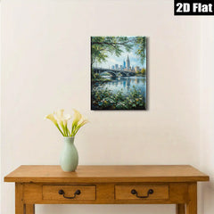 2D flat 1pc Cleveland Ohio Skyline River Landscape Wall Art Modern Farmhouse Decor Living Room Bedroom Office Canvas Prints Ready to Hang Vibrant Colors