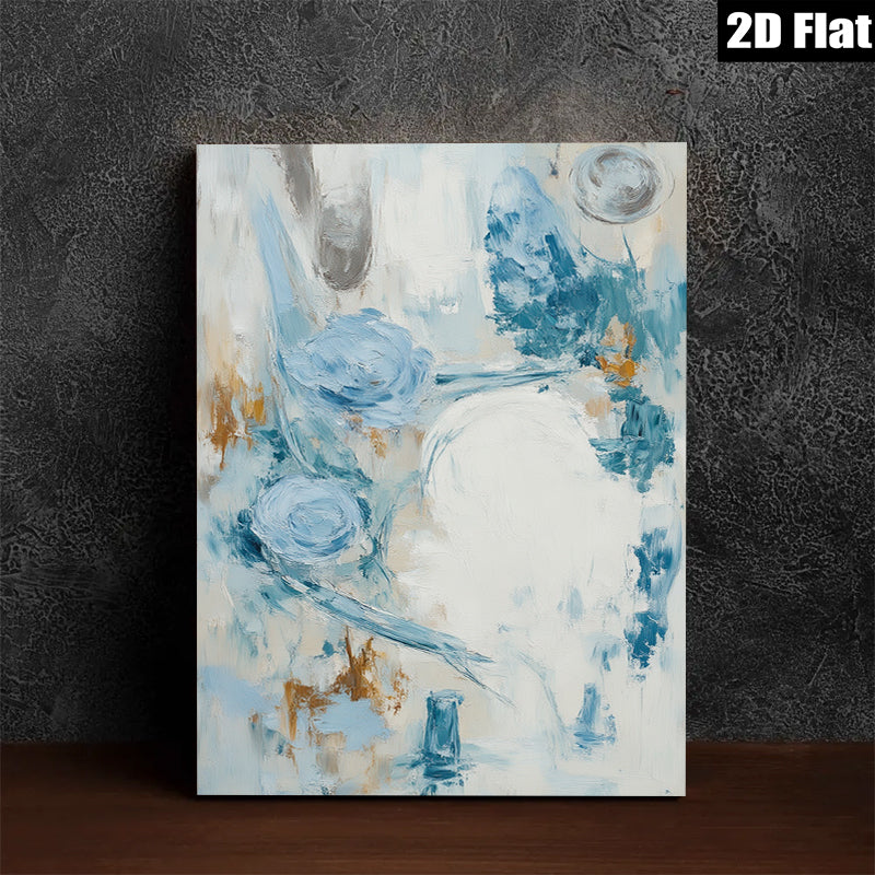 2D flat 1pc Coastal Abstract Brushstrokes Serene Blue Wall Art for Living Room Bedroom Modern Farmhouse Decor Gallery Wrapped Canvas Prints Ready to Hang