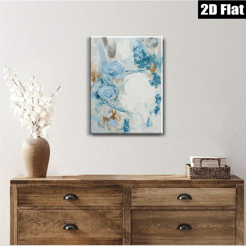 2D flat 1pc Coastal Abstract Brushstrokes Serene Blue Wall Art for Living Room Bedroom Modern Farmhouse Decor Gallery Wrapped Canvas Prints Ready to Hang