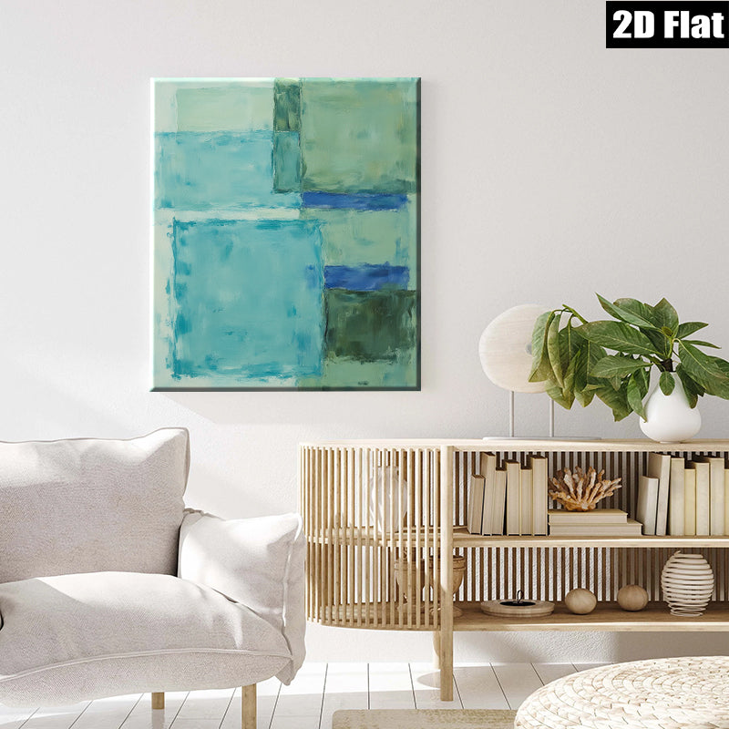2D flat 1pc Coastal Abstract Canvas Wall Art Modern Geometric Painting Living Room Bedroom Decor Farmhouse Style Gallery Wrapped Ready to Hang