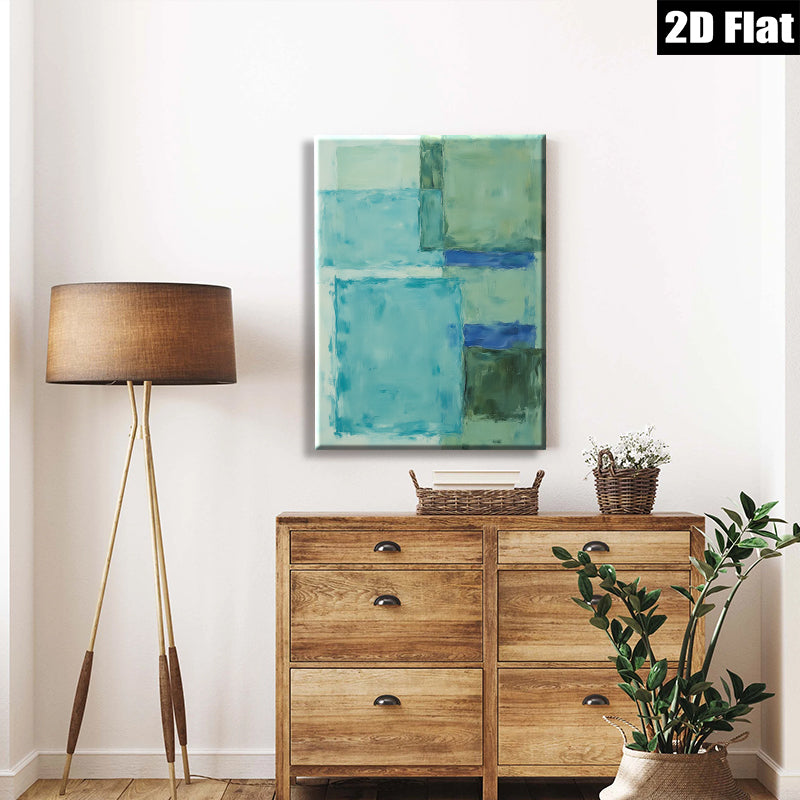 2D flat 1pc Coastal Abstract Canvas Wall Art Modern Geometric Painting Living Room Bedroom Decor Farmhouse Style Gallery Wrapped Ready to Hang