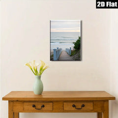 2D flat 1pc Coastal Beach Boardwalk Pathway Ocean View Wall Art Canvas Prints for Living Room Bedroom Home Decor Modern Farmhouse Style Gallery Wrapped