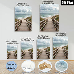 2D flat 1pc Coastal Beach Boardwalk Pathway Ocean View Wall Art Living Room Bedroom Decor Farmhouse Rustic Modern Gallery Wrapped Canvas Prints for Home Office Hotel