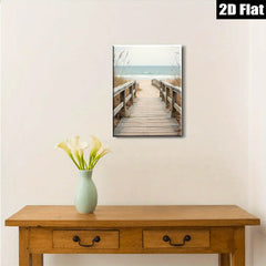 2D flat 1pc Coastal Beach Boardwalk Pathway Ocean View Wall Art Living Room Bedroom Home Decor Farmhouse Rustic Modern Gallery Wrapped Canvas Prints