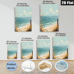 2D flat 1pc Coastal Beach Grass Ocean Waves Scenic Wall Art for Living Room Bedroom Home Decor Farmhouse Style Canvas Prints