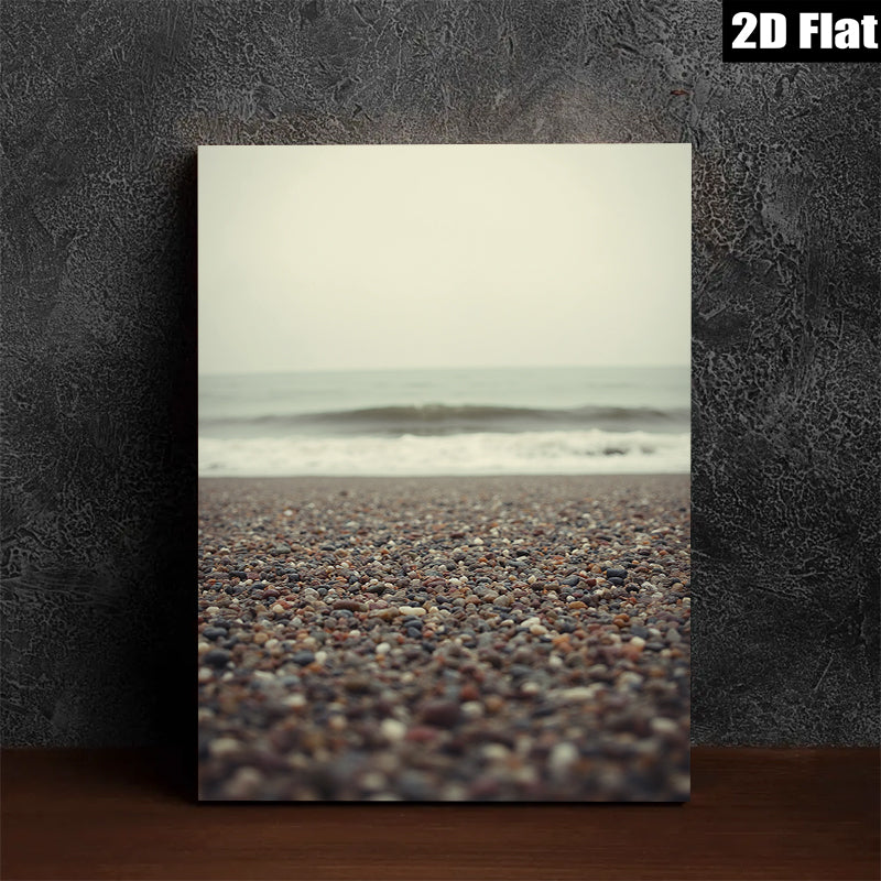 2D flat 1pc Coastal Beach Pebble Shoreline Scene Wall Art For Living Room Bedroom Home Decor Modern Farmhouse Rustic Gallery Wrapped Canvas Prints
