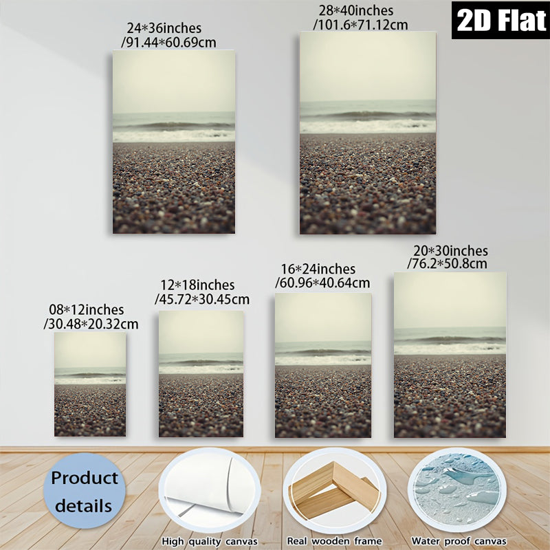 2D flat 1pc Coastal Beach Pebble Shoreline Scene Wall Art For Living Room Bedroom Home Decor Modern Farmhouse Rustic Gallery Wrapped Canvas Prints