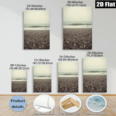 2D flat 1pc Coastal Beach Pebble Shoreline Scene Wall Art For Living Room Bedroom Home Decor Modern Farmhouse Rustic Gallery Wrapped Canvas Prints