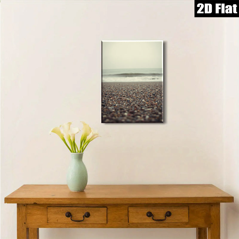 2D flat 1pc Coastal Beach Pebble Shoreline Scene Wall Art For Living Room Bedroom Home Decor Modern Farmhouse Rustic Gallery Wrapped Canvas Prints