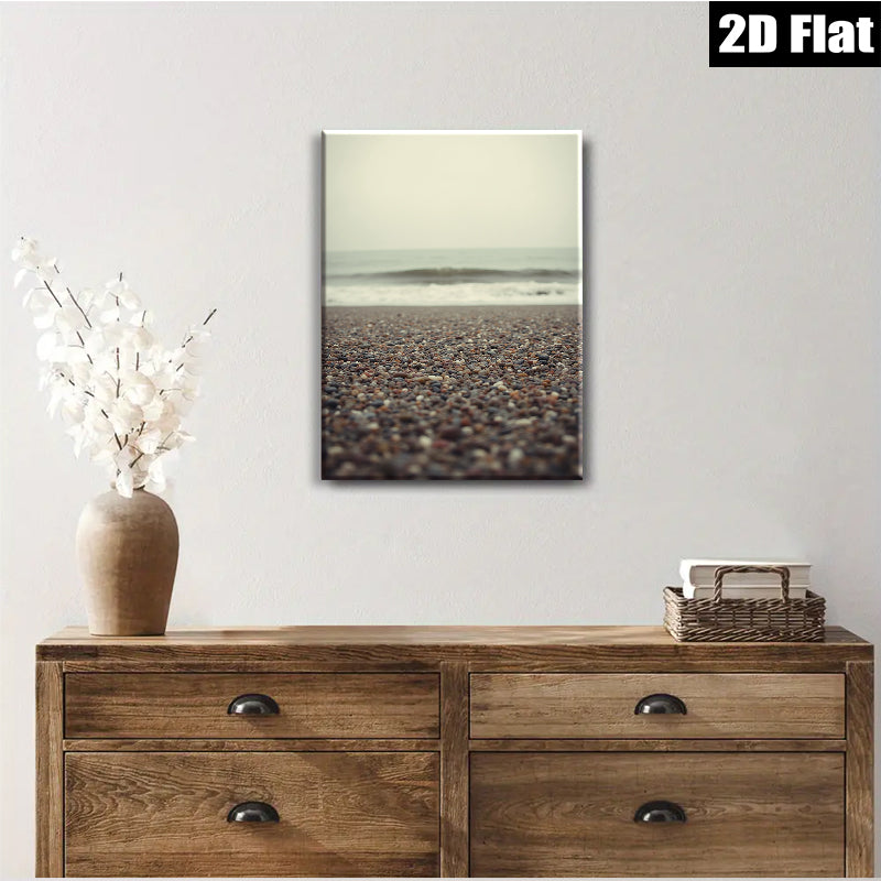 2D flat 1pc Coastal Beach Pebble Shoreline Scene Wall Art For Living Room Bedroom Home Decor Modern Farmhouse Rustic Gallery Wrapped Canvas Prints