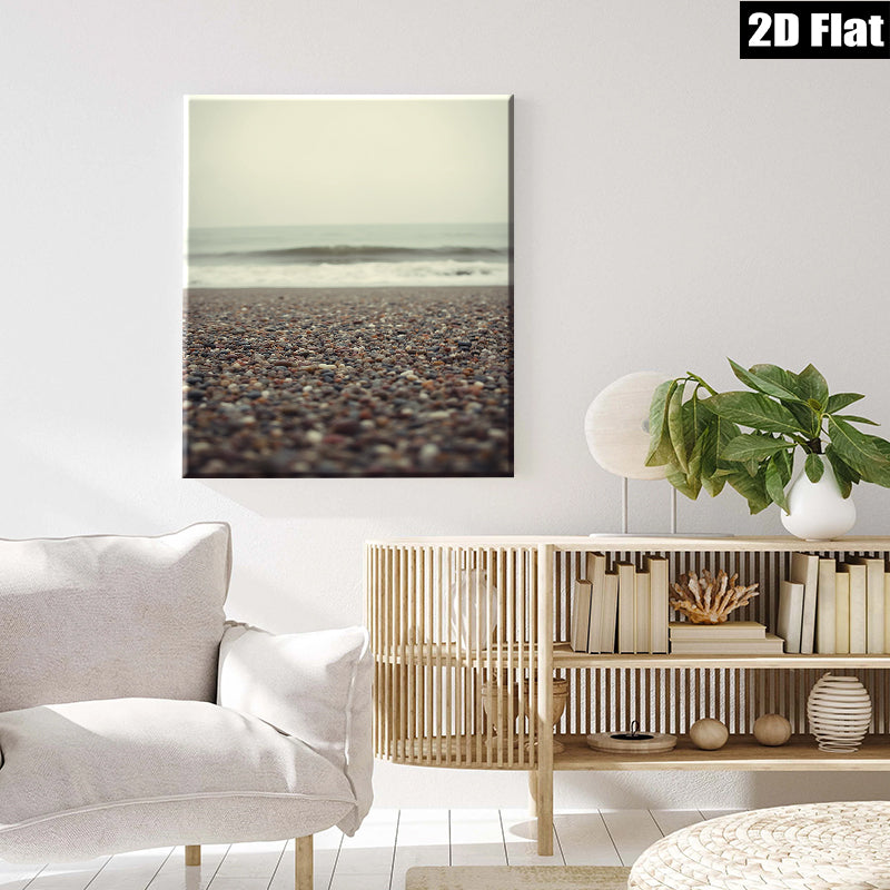 2D flat 1pc Coastal Beach Pebble Shoreline Scene Wall Art For Living Room Bedroom Home Decor Modern Farmhouse Rustic Gallery Wrapped Canvas Prints