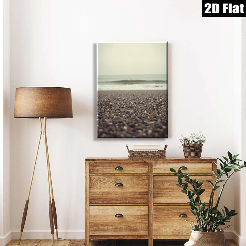 2D flat 1pc Coastal Beach Pebble Shoreline Scene Wall Art For Living Room Bedroom Home Decor Modern Farmhouse Rustic Gallery Wrapped Canvas Prints