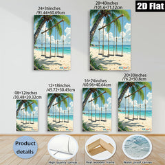 2D flat 1pc Coastal Beach Swing Ocean View Wall Art Canvas Prints for Living Room Bedroom Home Decor Farmhouse Style Modern Minimalist Gallery Wrapped Ready to Hang