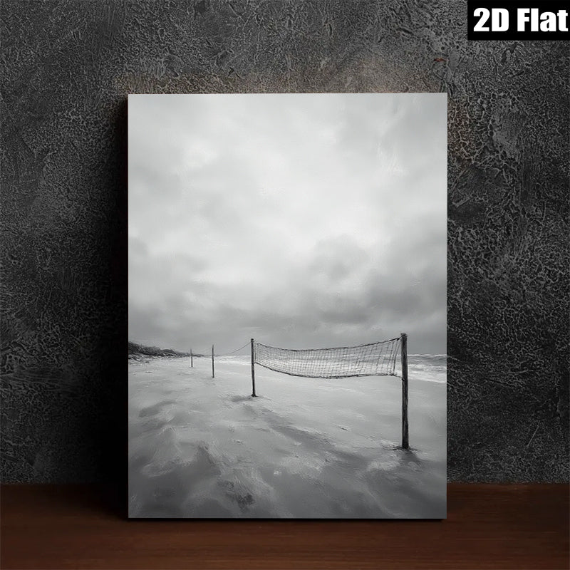 2D flat 1pc Coastal Beach Volleyball Net Scene Ocean Wall Art Living Room Bedroom Decor Farmhouse Style Canvas Prints Gallery Wrapped Ready To Hang