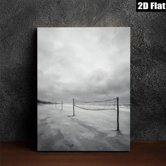 2D flat 1pc Coastal Beach Volleyball Net Scene Ocean Wall Art Living Room Bedroom Decor Farmhouse Style Canvas Prints Gallery Wrapped Ready To Hang