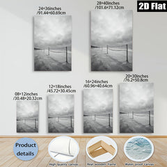 2D flat 1pc Coastal Beach Volleyball Net Scene Ocean Wall Art Living Room Bedroom Decor Farmhouse Style Canvas Prints Gallery Wrapped Ready To Hang