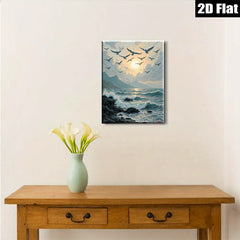 2D flat 1pc Coastal Birds Soaring Ocean Waves Living Room Bedroom Gallery Wall Art Modern Farmhouse Rustic Decor Home Gifts