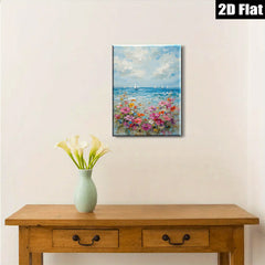 2D flat 1pc Coastal Bloom Sailing Boats Ocean View Wall Art Canvas Prints for Living Room Bedroom Home Decor Farmhouse Style Modern Artwork