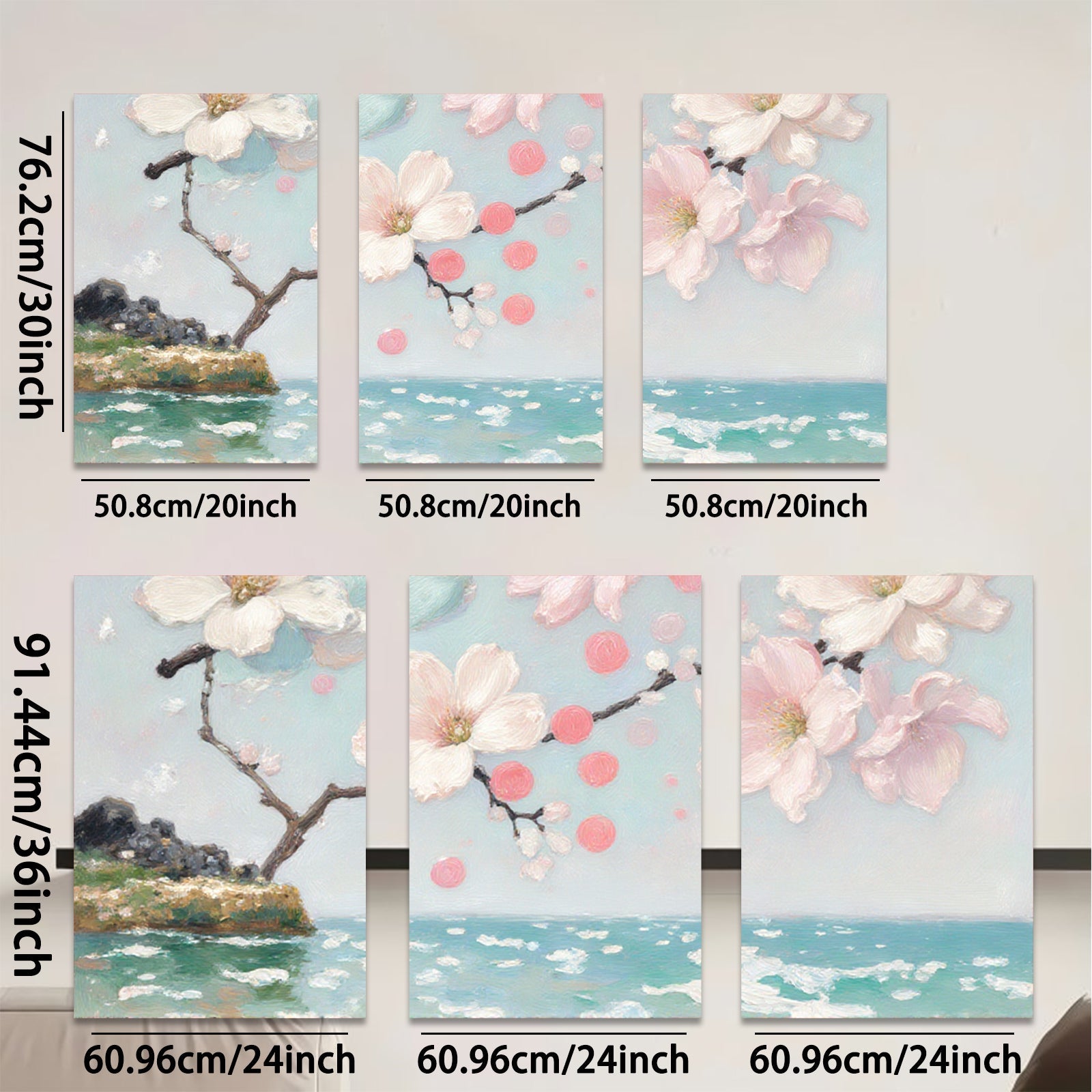 2D flat 1pc Coastal Bloom Serene Ocean Floral Canvas Wall Art for Living Room Bedroom Home Decor Farmhouse Style Modern Gallery Wrapped Ready to Hang