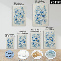 2D flat 1pc Coastal Blue Abstract Canvas Wall Art Modern Farmhouse Decor Living Room Bedroom Bathroom Gallery Wrapped Ready to Hang Minimalist