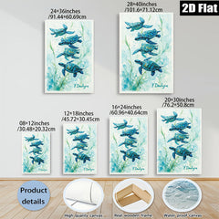 2D flat 1pc Coastal Blue Sea Turtle Watercolor Painting Modern Farmhouse Wall Art Living Room Bedroom Decor Gallery Wrapped Canvas Prints Coastal Beach Theme