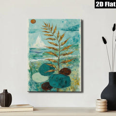 2D flat 1pc Coastal Botanical Abstract Canvas Wall Art for Living Room Bedroom Modern Farmhouse Decor Gallery Wrapped Ready to Hang