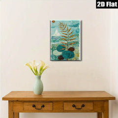 2D flat 1pc Coastal Botanical Abstract Canvas Wall Art for Living Room Bedroom Modern Farmhouse Decor Gallery Wrapped Ready to Hang