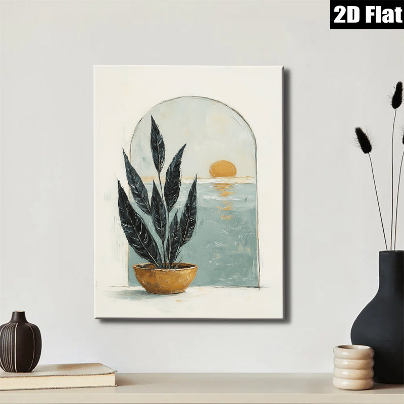 2D flat 1pc Coastal Botanical Wall Art Modern Farmhouse Living Room Bedroom Decor Gallery Wrapped Canvas Prints for Home Office Gallery Wall D��cor